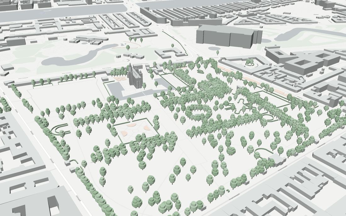 Kongens Have i 3D med posterne og holdene